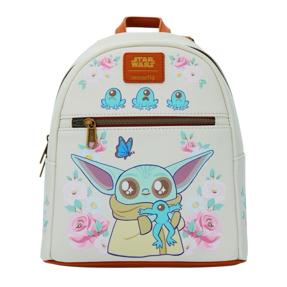 NEW Loungefly Disney Star Wars The Mandalorian Grogu With Frogs & Flowers Mini